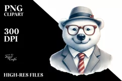 Funny Cute Polar Bear Suit Retro es Clipart Product Image 3