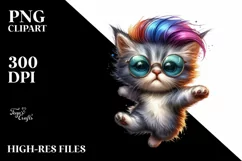 Jumping Cat with Cool Haircut, High-Res PNG Product Image 1