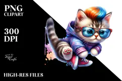 Jumping Cat with Cool Haircut, High-Res PNG Product Image 2