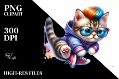 Jumping Cat with Cool Haircut, High-Res PNG Product Image 3