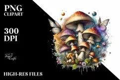 Magical Mushroom Watercolor, PNG Product Image 1