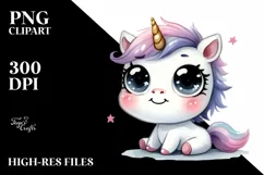 Funny Baby Face Unicorn, Transparent PNG Product Image 3