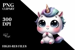 Funny Baby Face Unicorn, Transparent PNG Product Image 1