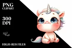 Shy Unicorn Baby Face PNG Product Image 3