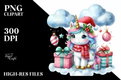 Unicorn with Christmas Ornaments PNG Product Image 1