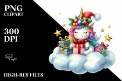 Unicorn with Christmas Ornaments PNG Product Image 3