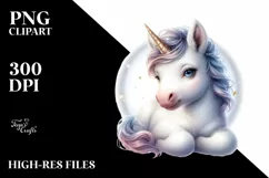 Watercolor Baby Unicorn PNG Product Image 3