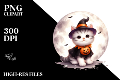 Digital Painting of Kitten for Halloween, High-Quality PNG Product Image 2
