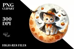 Digital Painting of Kitten for Halloween, High-Quality PNG Product Image 1