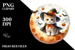 Digital Painting of Kitten for Halloween, High-Quality PNG Product Image 2