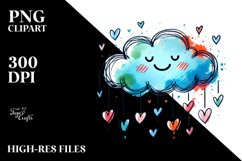 Smiling Cloud with Hearts PNG Product Image 2