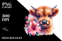 Cute Baby Highland Cow Azalea Clipart Product Image 3