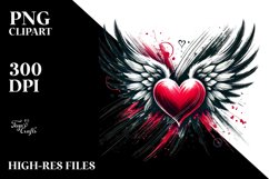 Paint Brush Style Heart with Wings Product Image 2