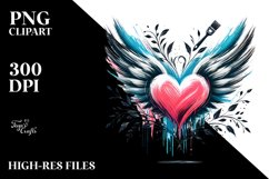 Paint Brush Style Heart with Wings Product Image 2