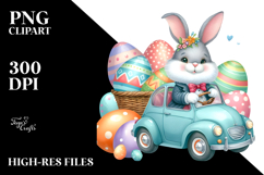 Bunny with Car and Easter Eggs, PNG Product Image 2