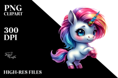 Cute Baby Unicorn with Cool Haircut PNG Product Image 2