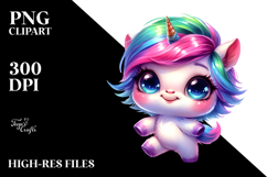 Cute Baby Unicorn with Cool Haircut PNG Product Image 2