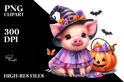 Baby Pig Halloween Scenery | Clipart Product Image 2
