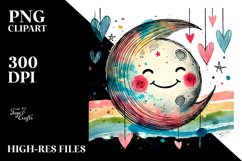 Smiling Moon with Hearts PNG Product Image 2