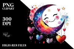 Smiling Moon with Hearts PNG Product Image 2