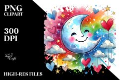 Smiling Moon with Hearts PNG Product Image 2