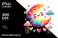 Colorful Half Moon Hearts PNG Product Image 2