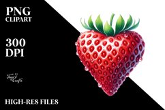 Watercolor Strawberry Heart with Half Moon PNG Product Image 2