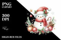 Snowman with Christmas Decor, Transparent PNG Product Image 1