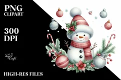 Snowman with Christmas Ornaments PNG Product Image 3
