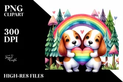 Rainbow Cute Basset Hound PNG Product Image 2