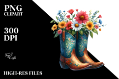 Colorful Cowboy Boots Flowerpot Watercolor Product Image 2