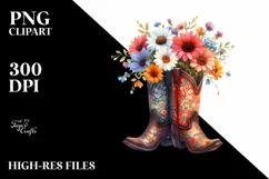 Colorful Cowboy Boots Flowerpot Watercolor Product Image 1
