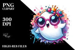 Goofy Cute Ghost with es, Transparent PNG Product Image 2