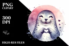 Funny Cute Seal Love Sign Boho Clipart Product Image 1