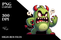 Aggressive Cartoon Monster with Beach Wear PNG Product Image 2