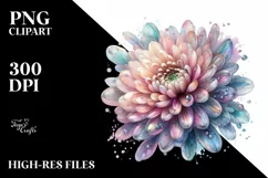 Pastel Glossy Chrysanthemum Transparent Watercolor Splash Product Image 3