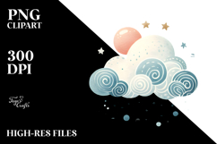 Retro Whimsical Cloud PNG Product Image 2