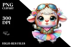 Goofy Baby Lamb in Aviator Suit PNG Product Image 2