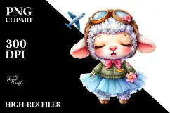 Goofy Baby Lamb in Aviator Suit PNG Product Image 2