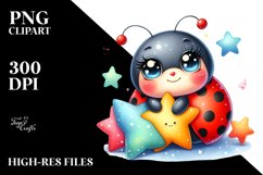 Colorful Baby Ladybug | Watercolor Clipart Product Image 1