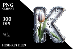 Shiny Letter K Tulip Monogram | Clipart Product Image 2