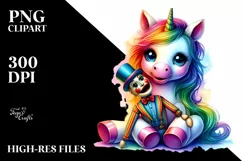 colorful Baby Unicorn with Ventriloquist's Dummy Product Image 1