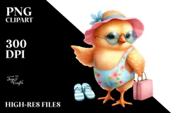 Chicken in Beachwear Watercolor PNG Product Image 2