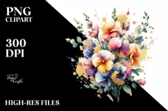 Abstract Colorful Bouquet With Sweet Pea White Background Product Image 1
