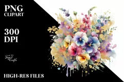 Abstract Colorful Bouquet With Sweet Pea White Background Product Image 3