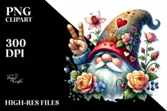 Valentines Gnome Detailed Victory Sign PNG Product Image 2