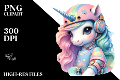 Colorful Unicorn in Skateboarder's Gear PNG Product Image 2