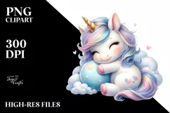 Cute Baby Unicorn Hugging | Clipart Product Image 1