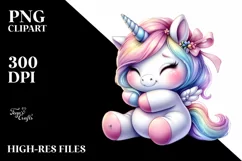 Cute Baby Unicorn Hugging | Clipart Product Image 3