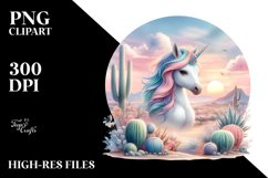 Colorful Baby Unicorn in Desert Scene, PNG Product Image 3